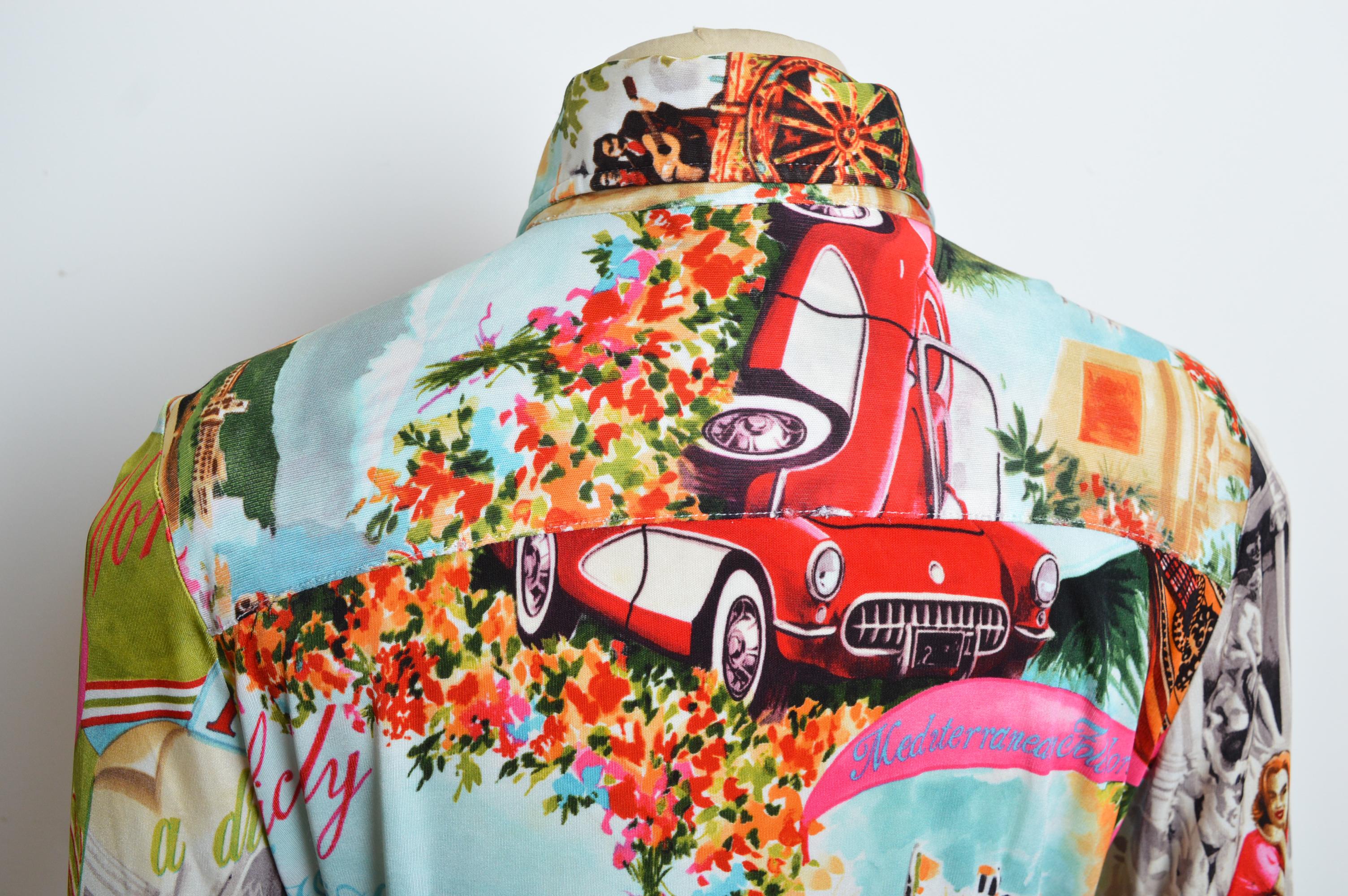 Souvenirs of Sicily DOLCE & GABBANA Colourful fitted blouse Italian Print Shirt For Sale 5