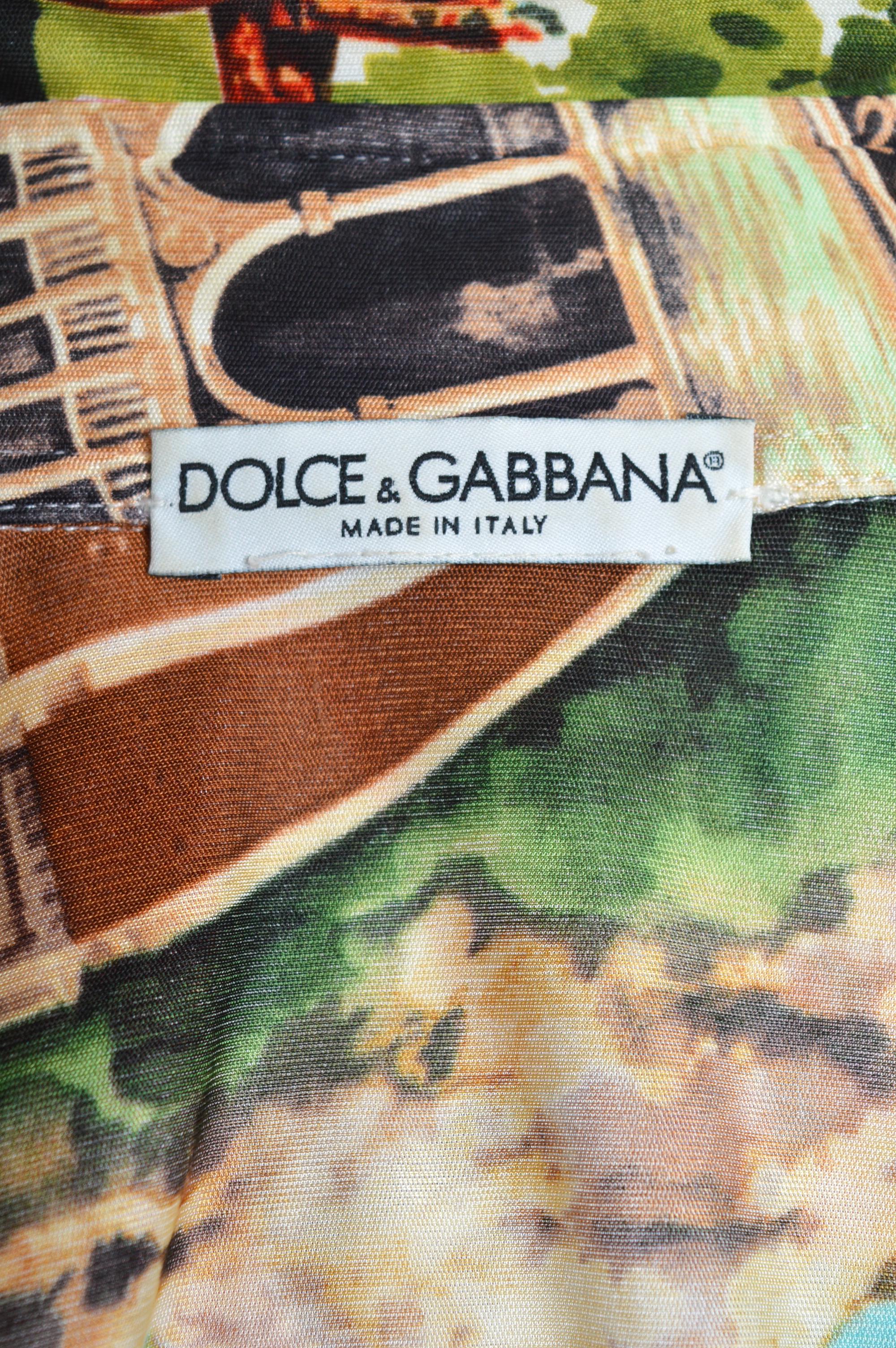 Souvenirs of Sicily DOLCE & GABBANA Colourful fitted blouse Italian Print Shirt For Sale 8
