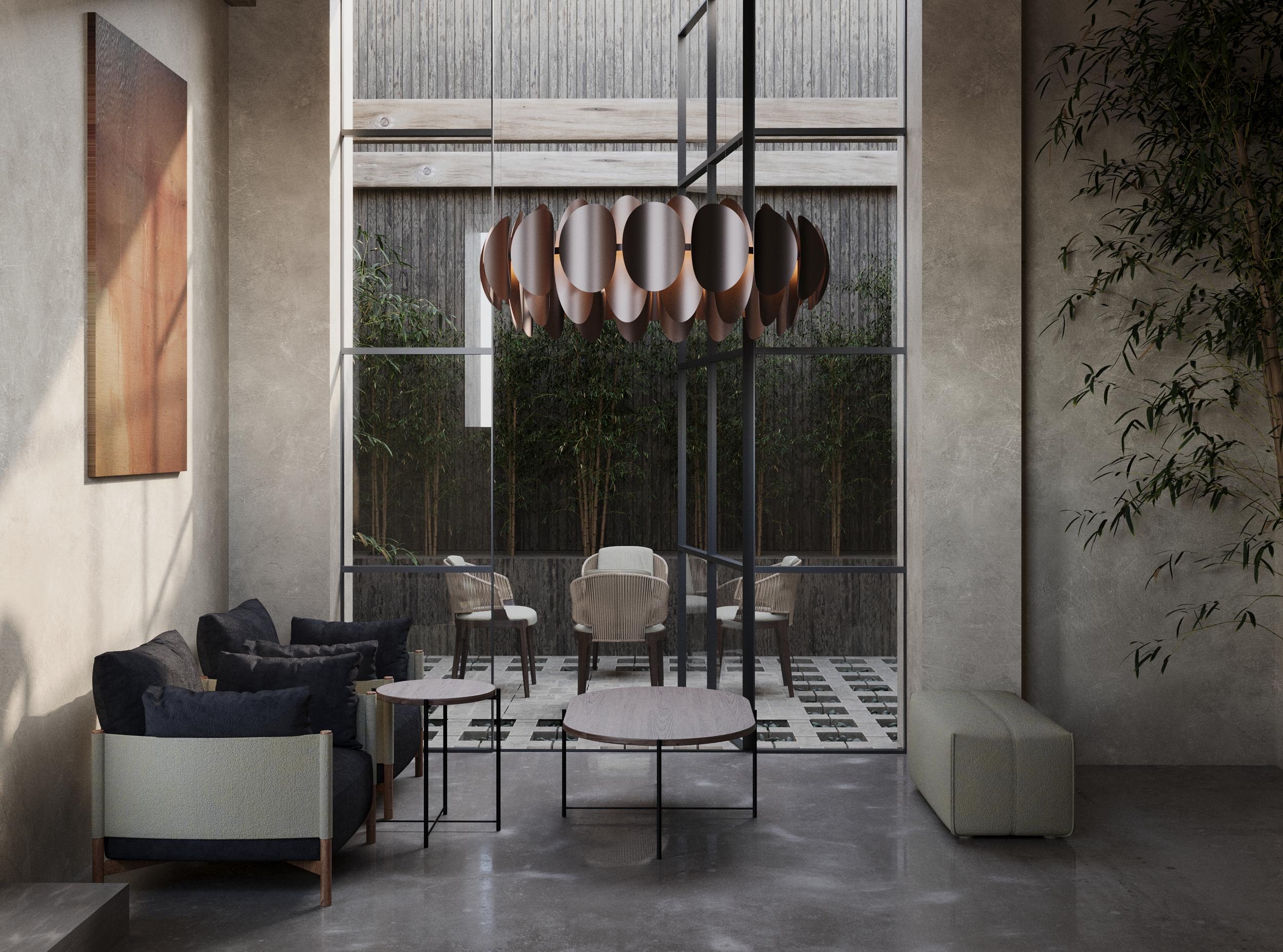 Lampada a sospensione contemporanea Sovereign 75 in alluminio anodizzato nero di JSPR
Progettato da Jasper van Grootel.
Dimensioni: Ø 75 x H. 95 cm.
Materiali: Alluminio anodizzato.

Realizzato a mano nei Paesi Bassi. Disponibile in diversi colori