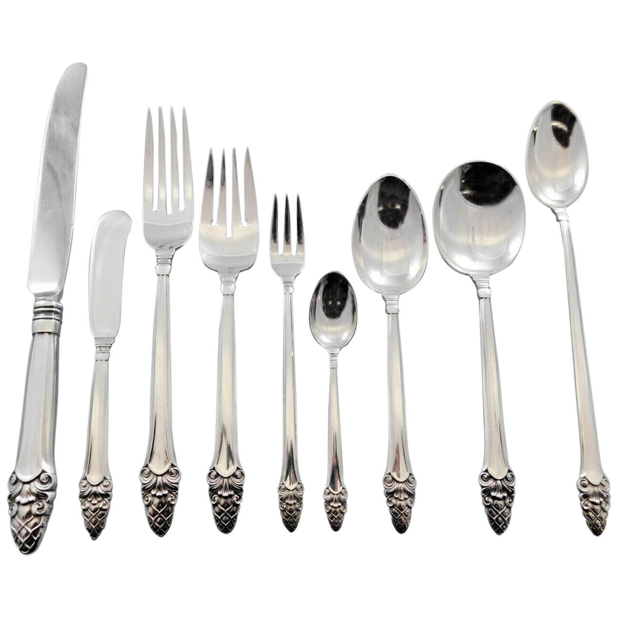 Sovereign Old by Gorham Sterling Silver Flatware Set 8 Service 81 Pieces Acorn For Sale