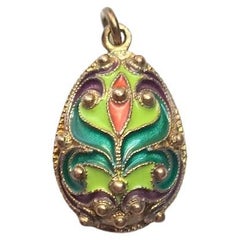 Soviet-Era Cloisonné Enamel Egg Pendant in Middle Russian Revival Style