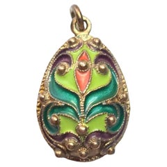 Soviet-Era Cloisonné Enamel Egg Pendant in Middle Russian Revival Style