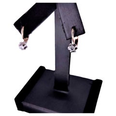 Soviet Russian Earrings  14K Rose & White Gold with diamond