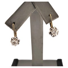 Soviet Russian earrings 14K Yellow & White gold with Diamond