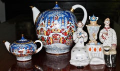 Soviet Russian Era Lomonosov Porcelain Tea Group