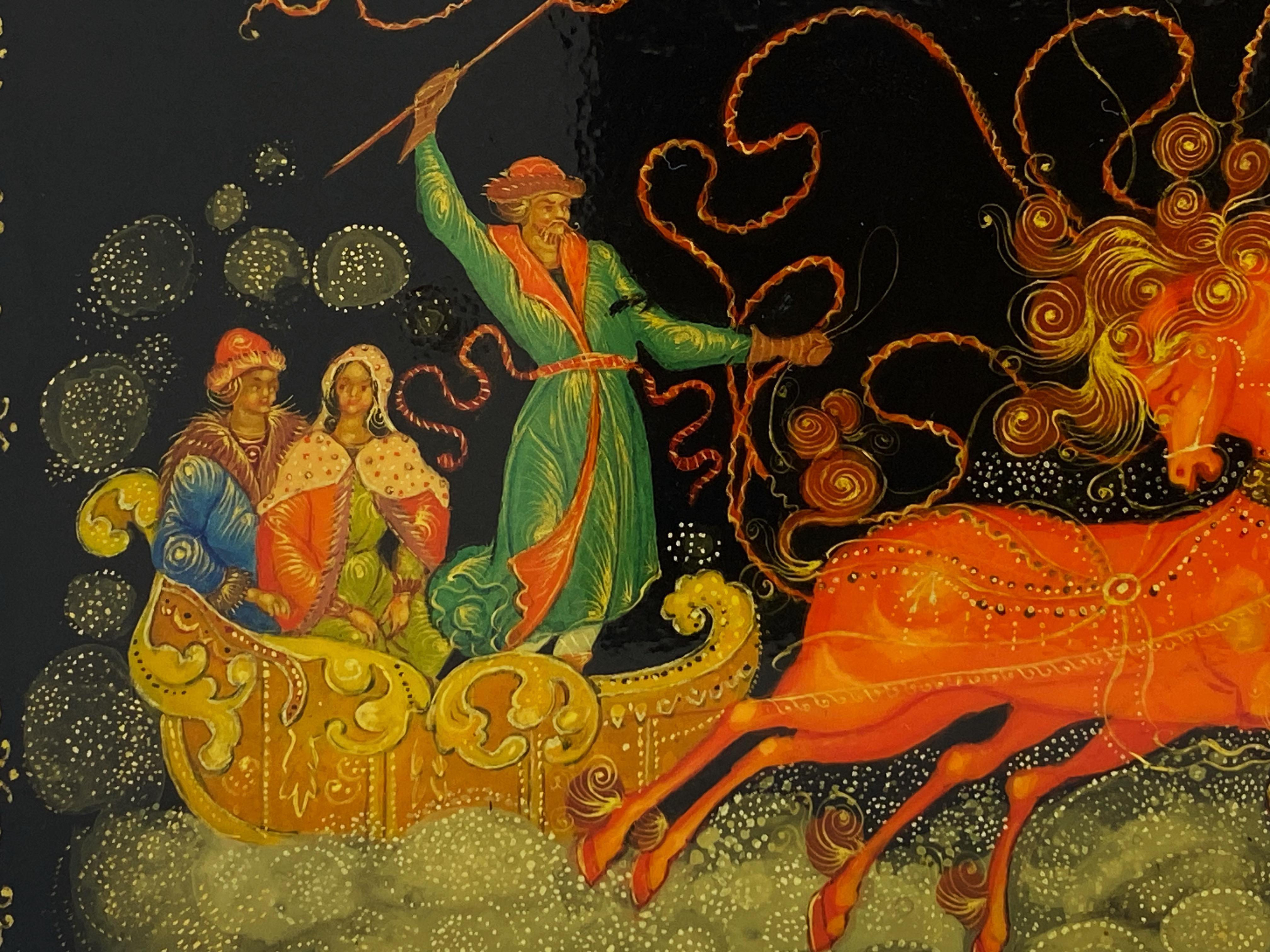 Soviet (Russian) Palekh Lacquer Box depicting 