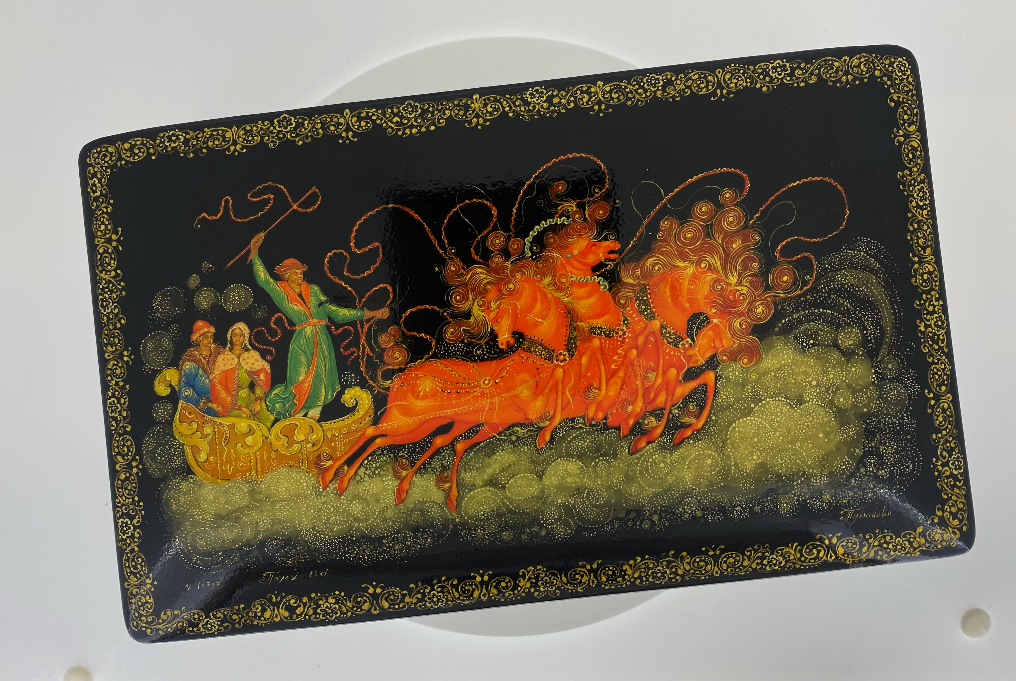 Women's or Men's Soviet (Russian) Palekh Lacquer Box depicting 