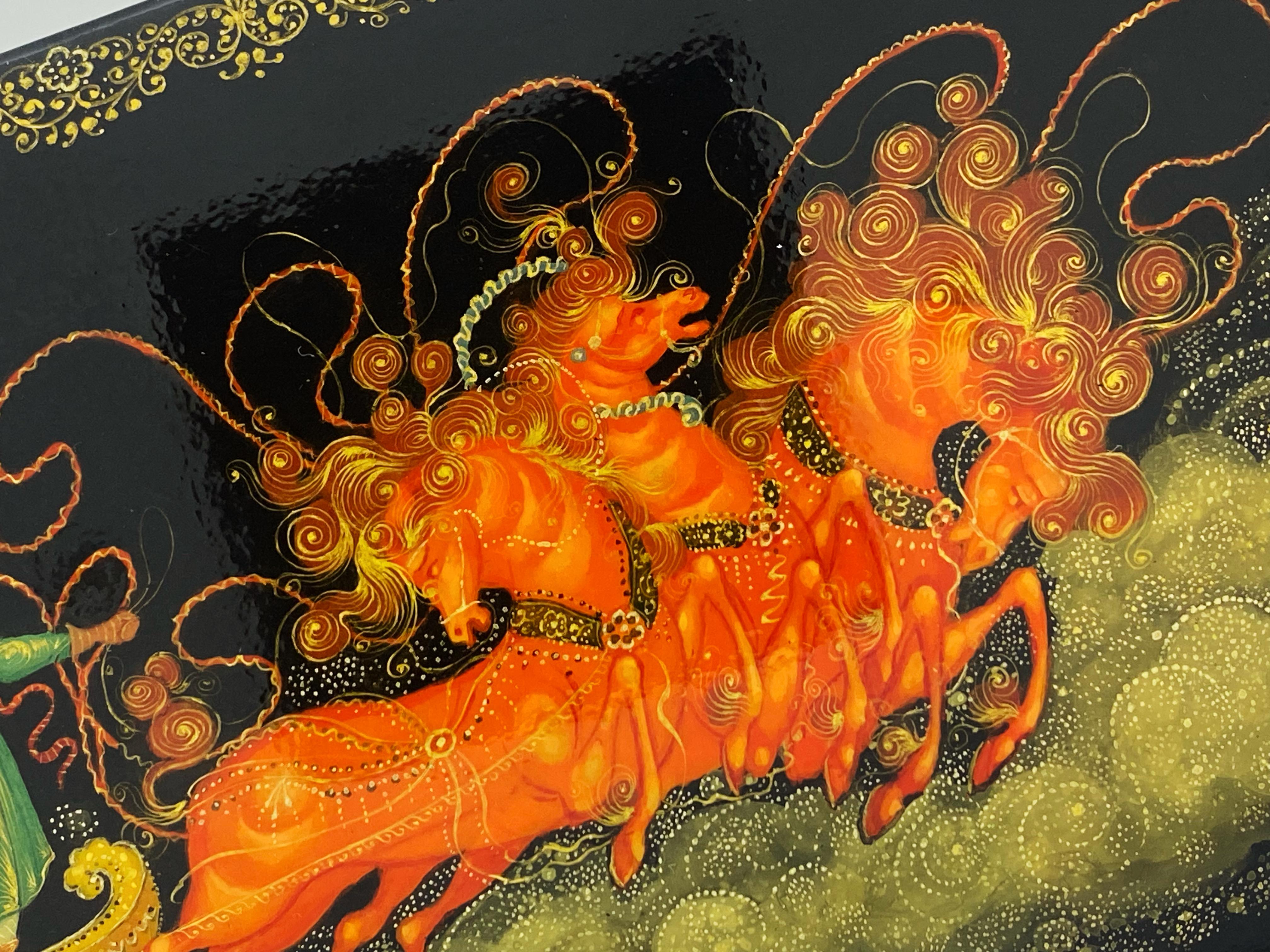 Soviet (Russian) Palekh Lacquer Box depicting 