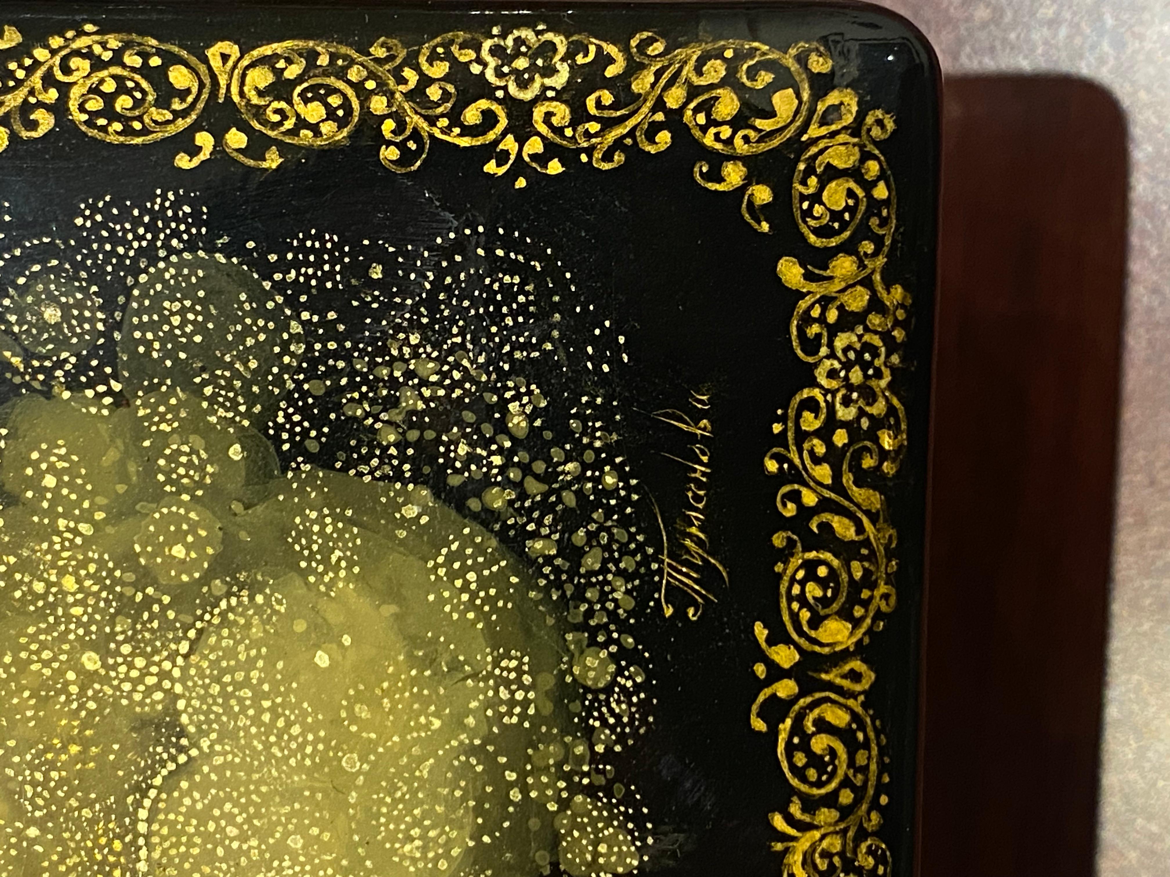 Soviet (Russian) Palekh Lacquer Box depicting 