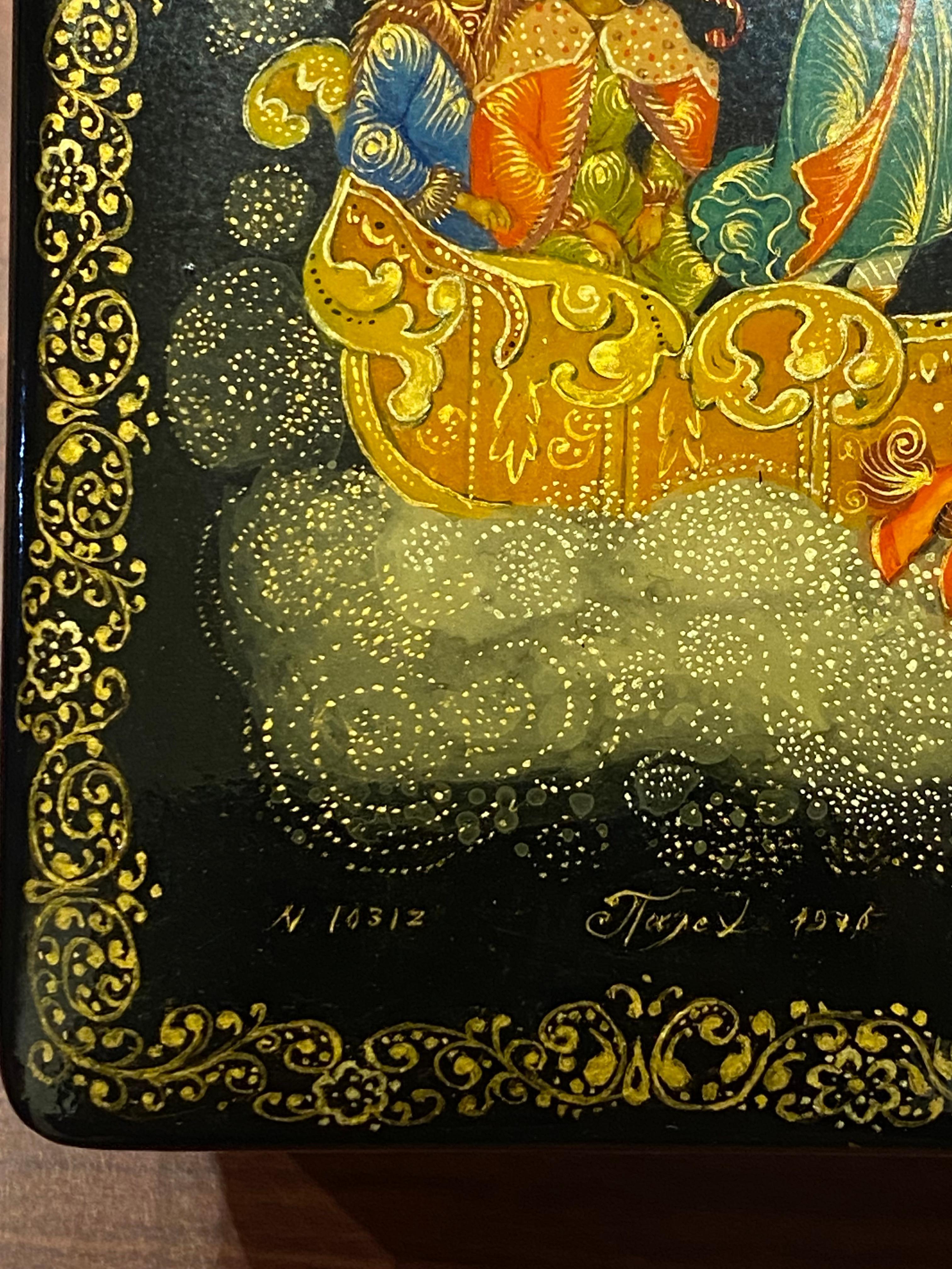 Soviet (Russian) Palekh Lacquer Box depicting 