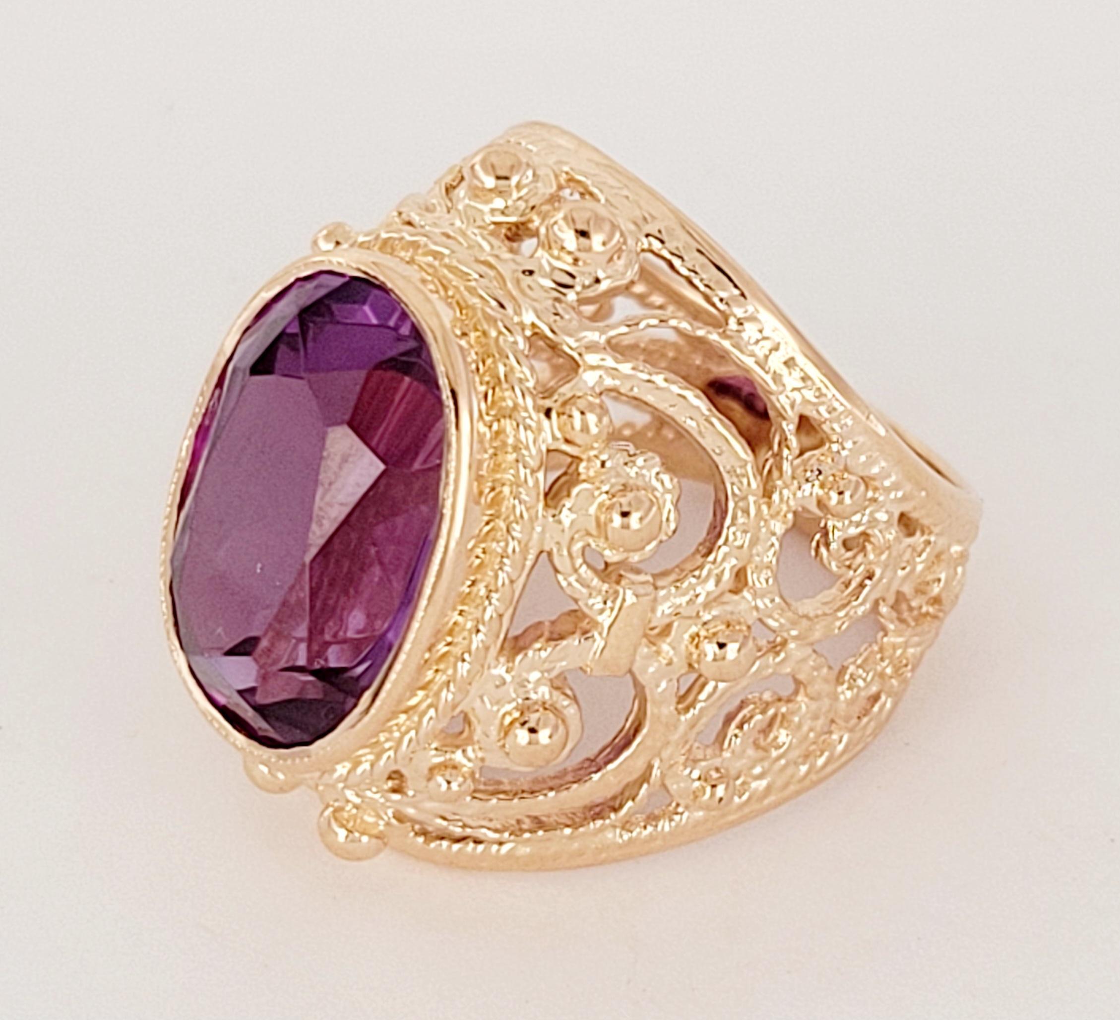 Frauenring aus 14K Gelbgold aus der sowjetischen UdSSR Größe 6 Damen