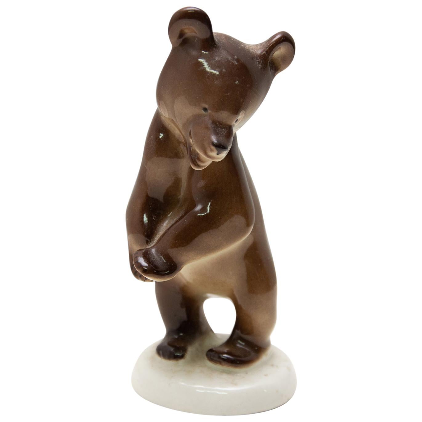 Sculpture en céramique de l'Union soviétique représentant un ours, années 1970 en vente