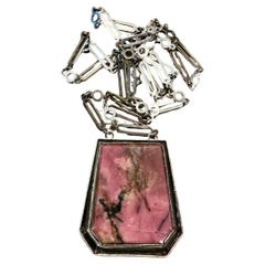 Soviet Union Silver and Rhodonite Necklaces.