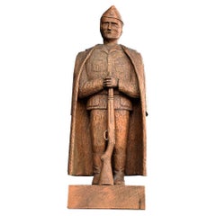 Soviet War Carved Folk Art Solider Figure