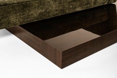 SOVRANA Upholstered Green Velvet Chaise Longue / Daybed with Inlaid Base