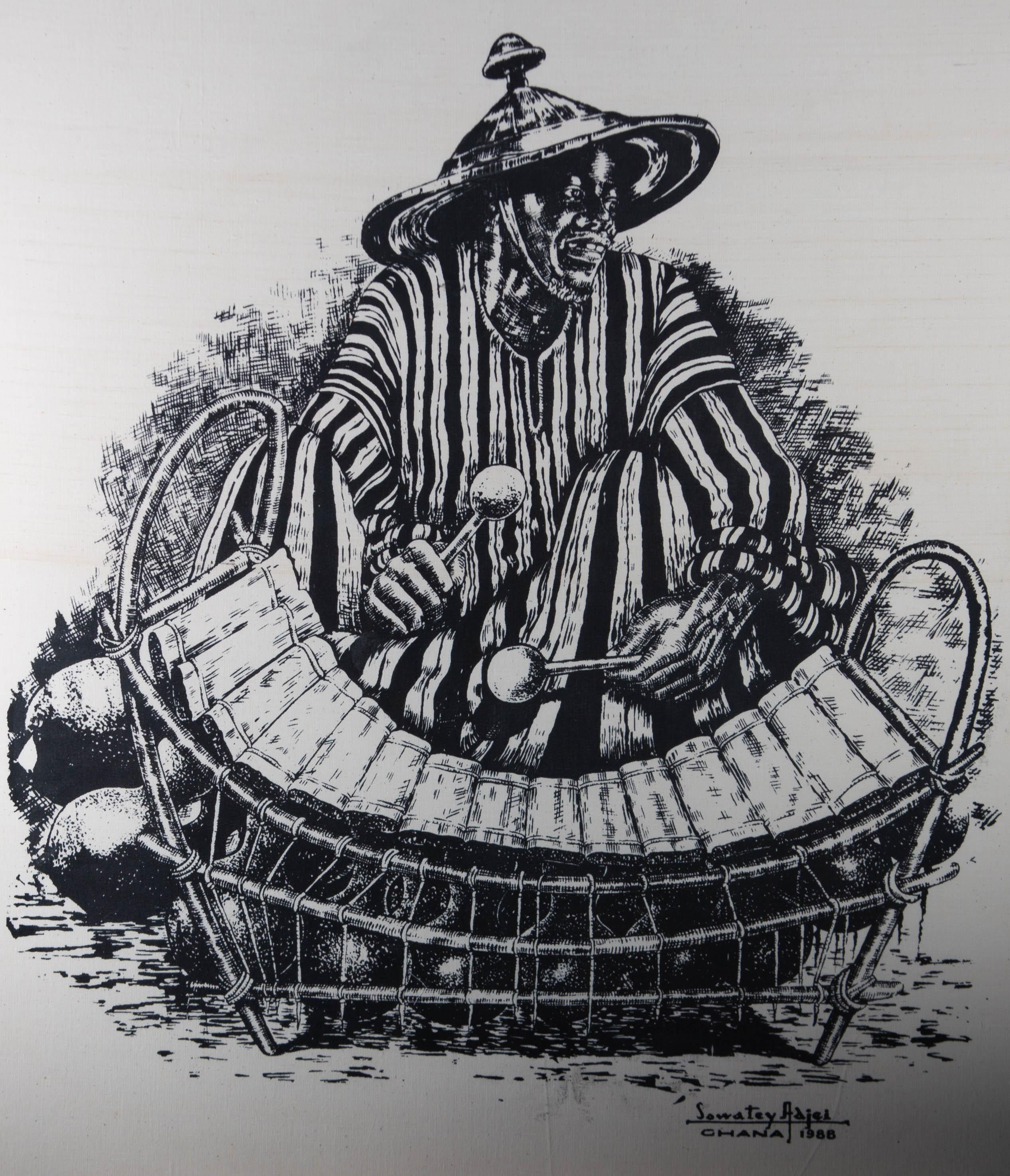 Sowatey Adjei - 1988 Silkscreen, Xylophone Player 4