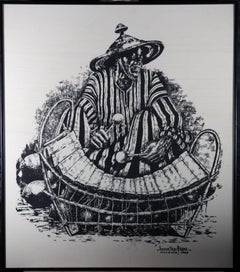 Sowatey Adjei - Écran de soie, joueur de Xylophone, 1988