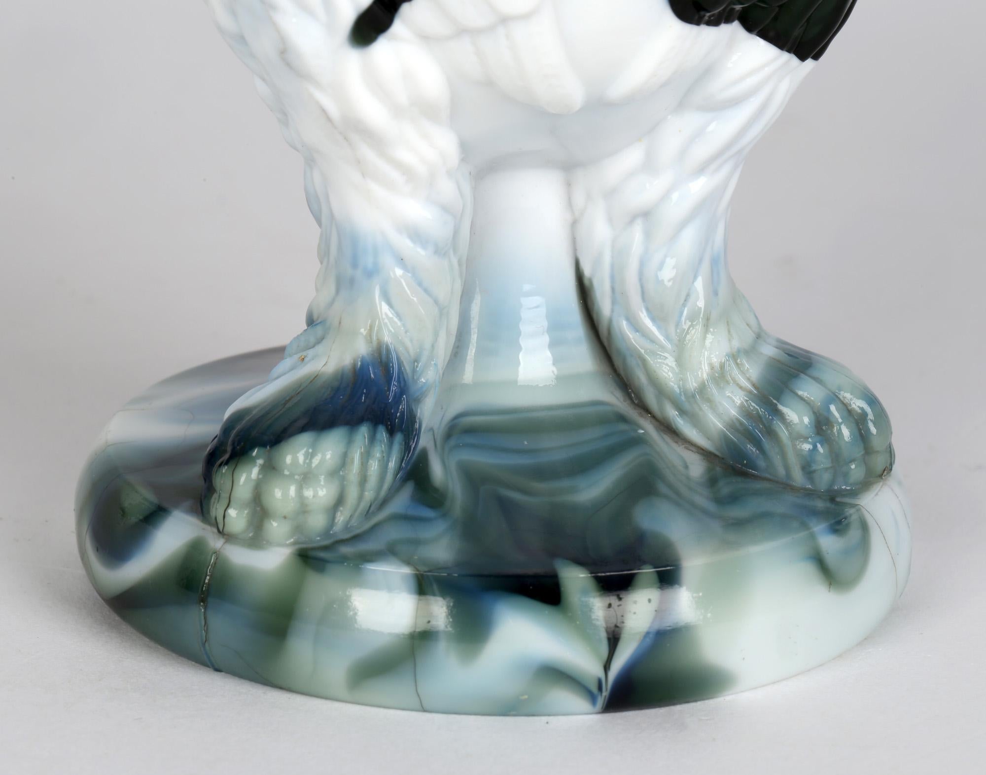Sowerby Molded Marbled Slag Glass Gryphon Vase For Sale 4