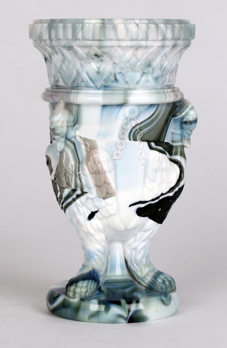 Sowerby Molded Marbled Slag Glass Gryphon Vase For Sale at 1stDibs | sowerby  slag glass, slag glass vase, sowerby glass