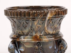 Sowerby Molded Unusual Brown Marbled Slag Glass Gryphon Vase