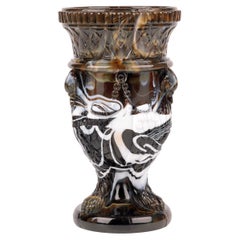 Sowerby geformt ungewöhnlich braun marmoriert Schlacke Glas Greifen Vase