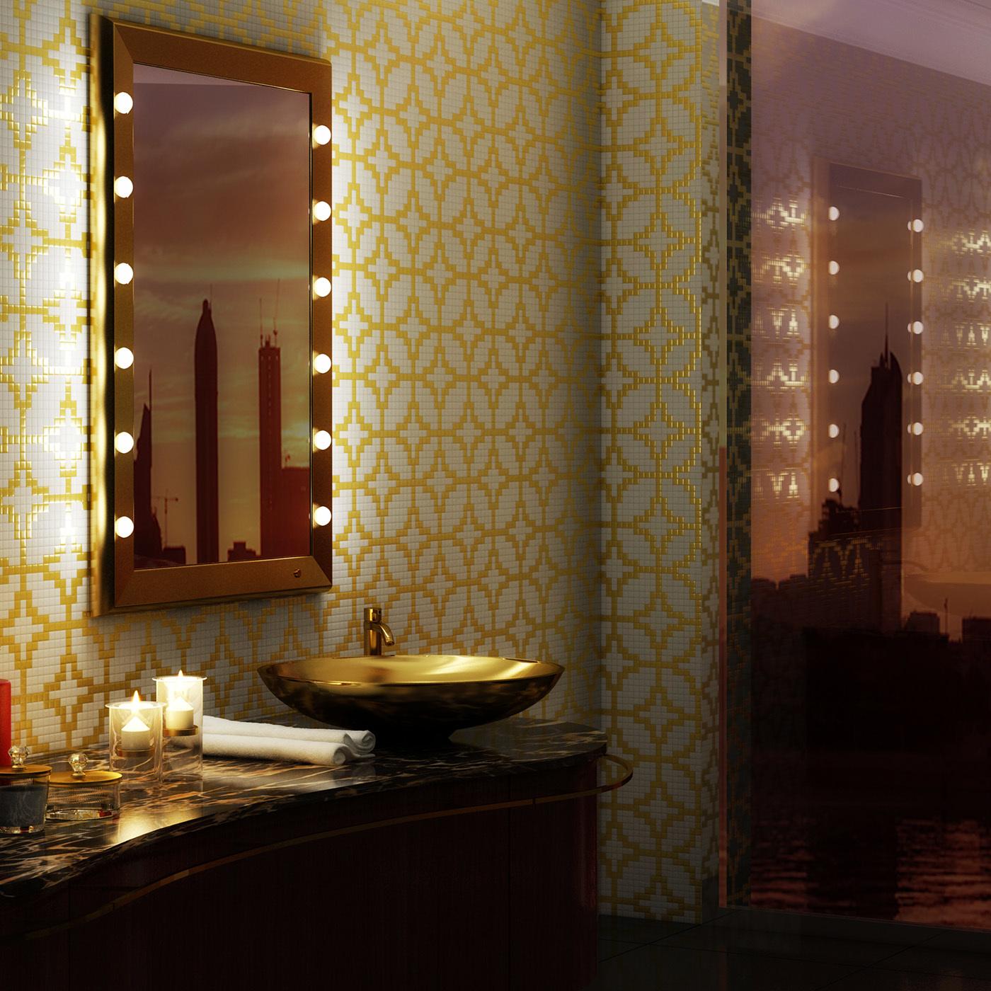 Modern SP Gold Rectangular Lighted Wall Mirror