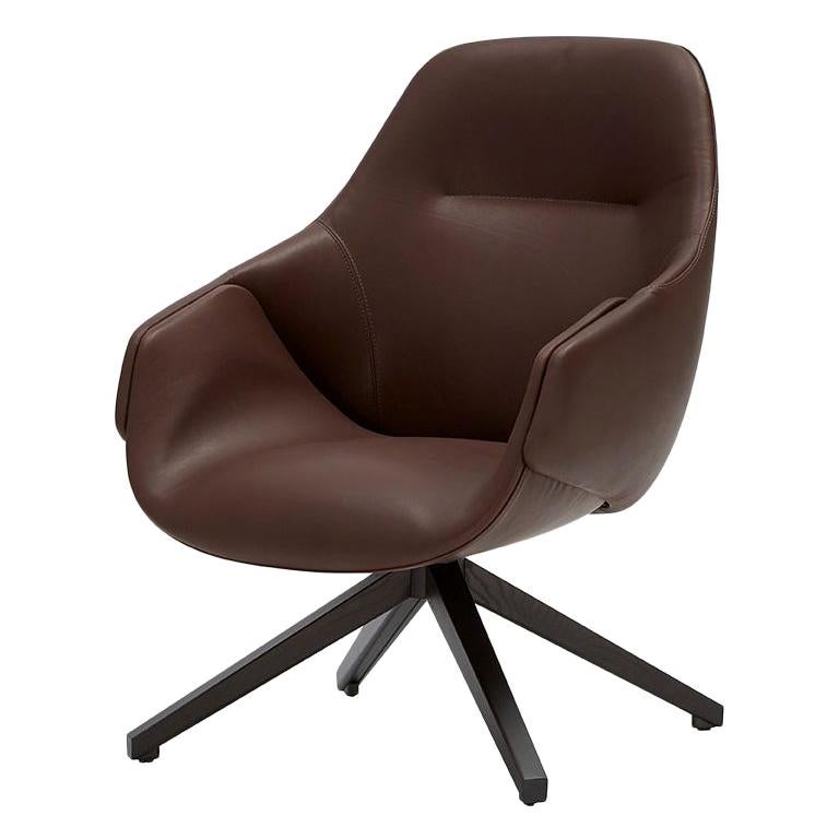 SP01 Anita Armchair High Back with Swivel Base in Dark Brown Leather by Metrica 1
