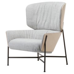 SP01 Caristo Armchair High Back in Grey-White Fabric by Tim Rundle