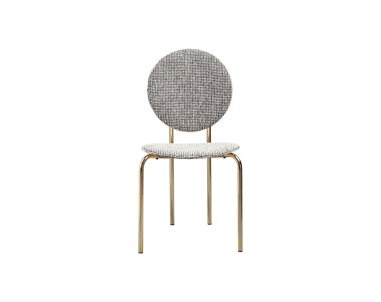 Minimalist SP01 Michelle Dining Chair Upholstered in Gold Chrome, Made in Italy For Sale
