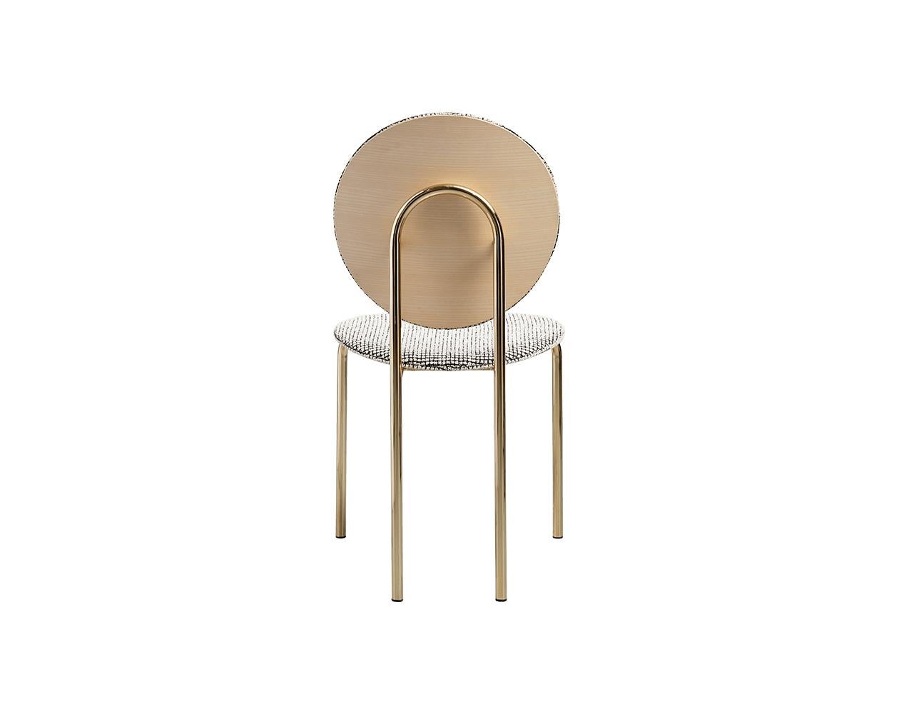 Italian SP01 Michelle Dining Chair Upholstered in Gold Chrome, Made in Italy For Sale