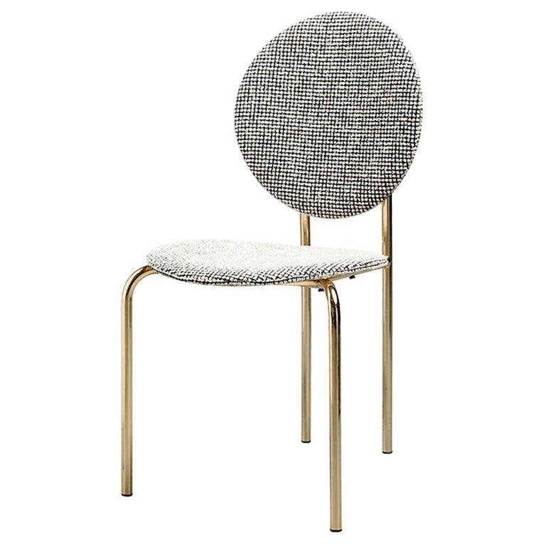 SP01 Michelle Dining Chair Upholstered in Gold Chrome, Made in Italy For Sale