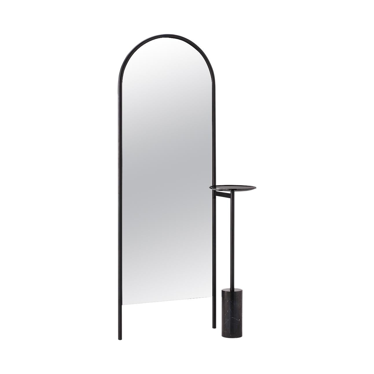 SP01 Michelle Floor Mirror with Black Marquina Marble Tray, Made in Italy For Sale
