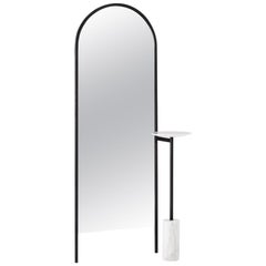 SP01 Michelle Floor Mirror with White Carrara Marble Tray, Made in Italy