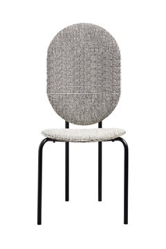 SP01 Michelle High Back Chair in Barcelona Black-White Fabric, Made in Italy