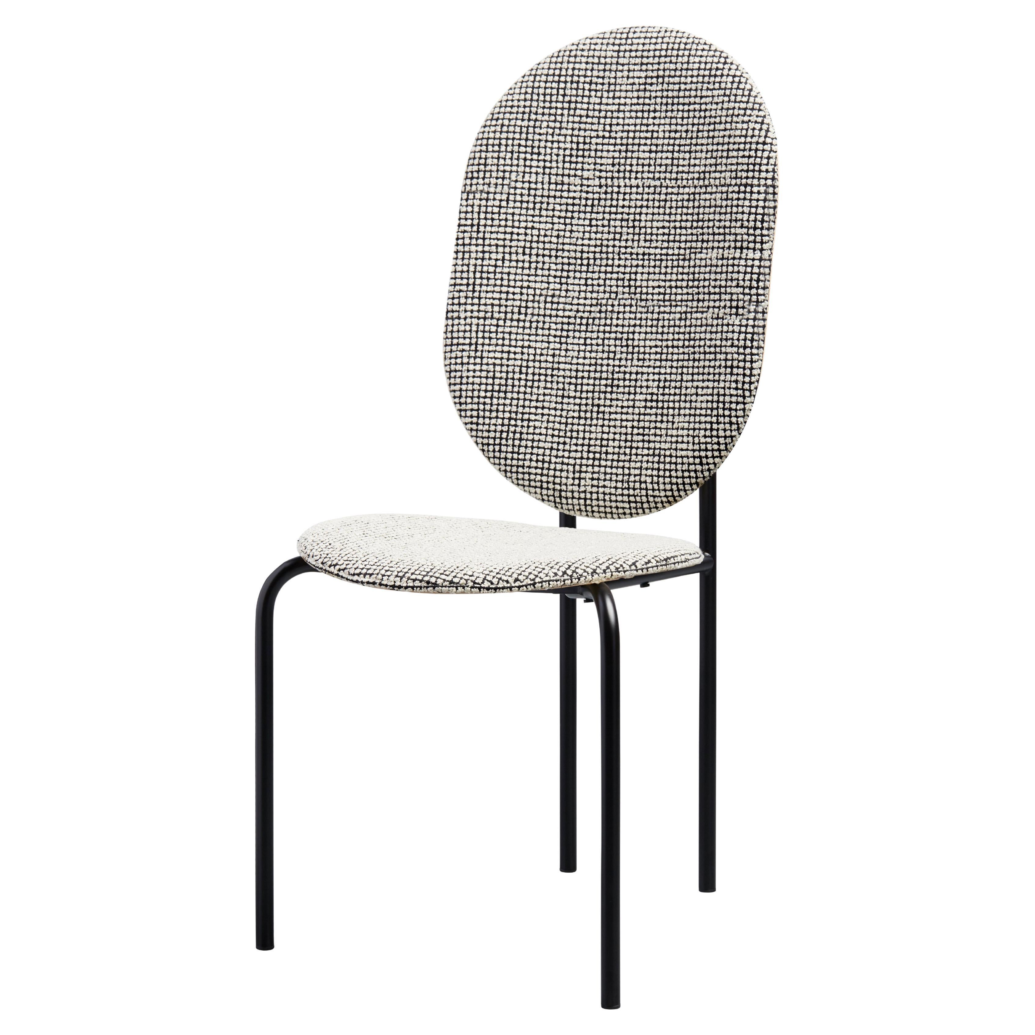 SP01 Michelle High Back Chair in Barcelona Black-White Fabric, Made in Italy