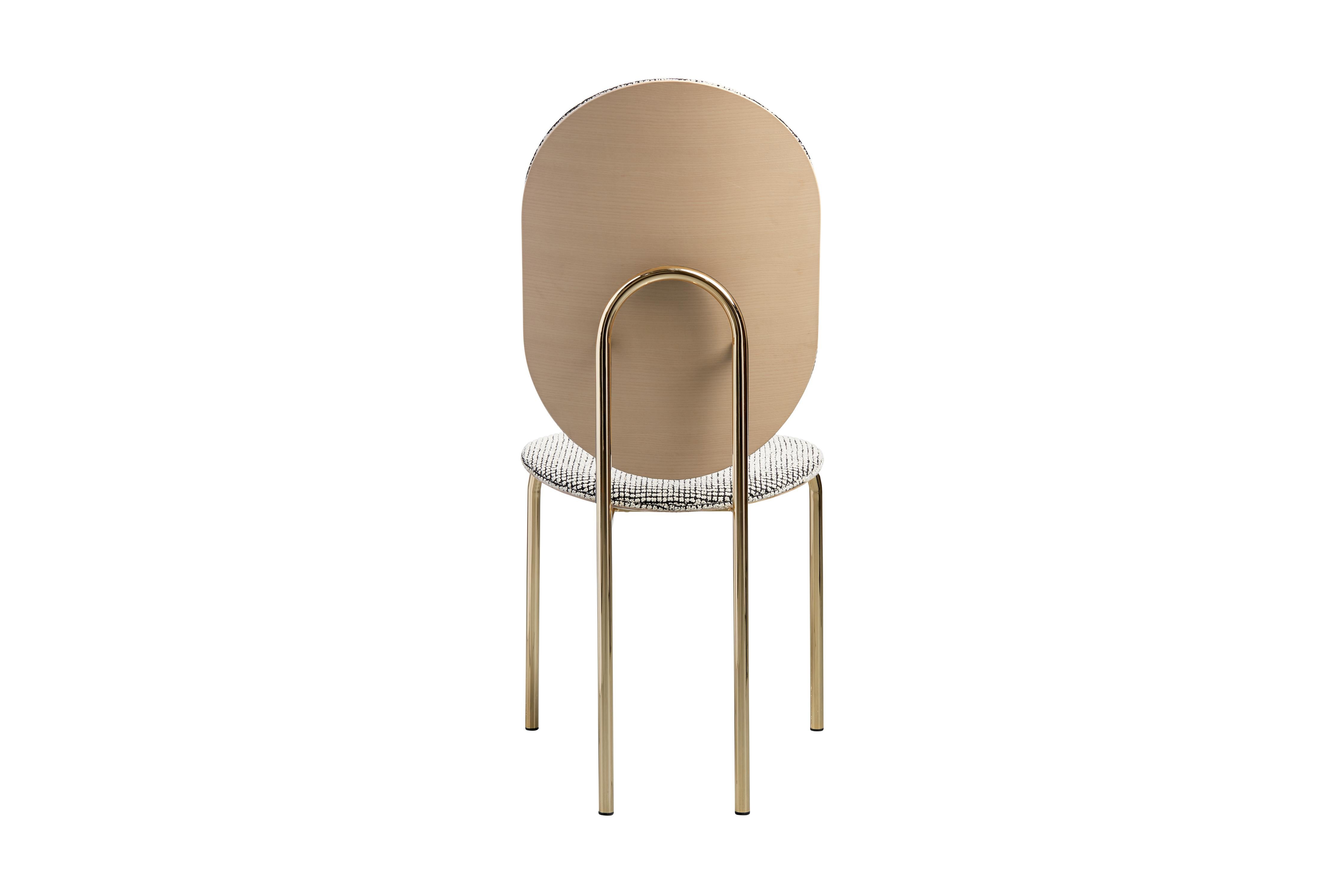 Minimalist SP01 Michelle High Back Chair in Gold Chrome, Made in Italy For Sale