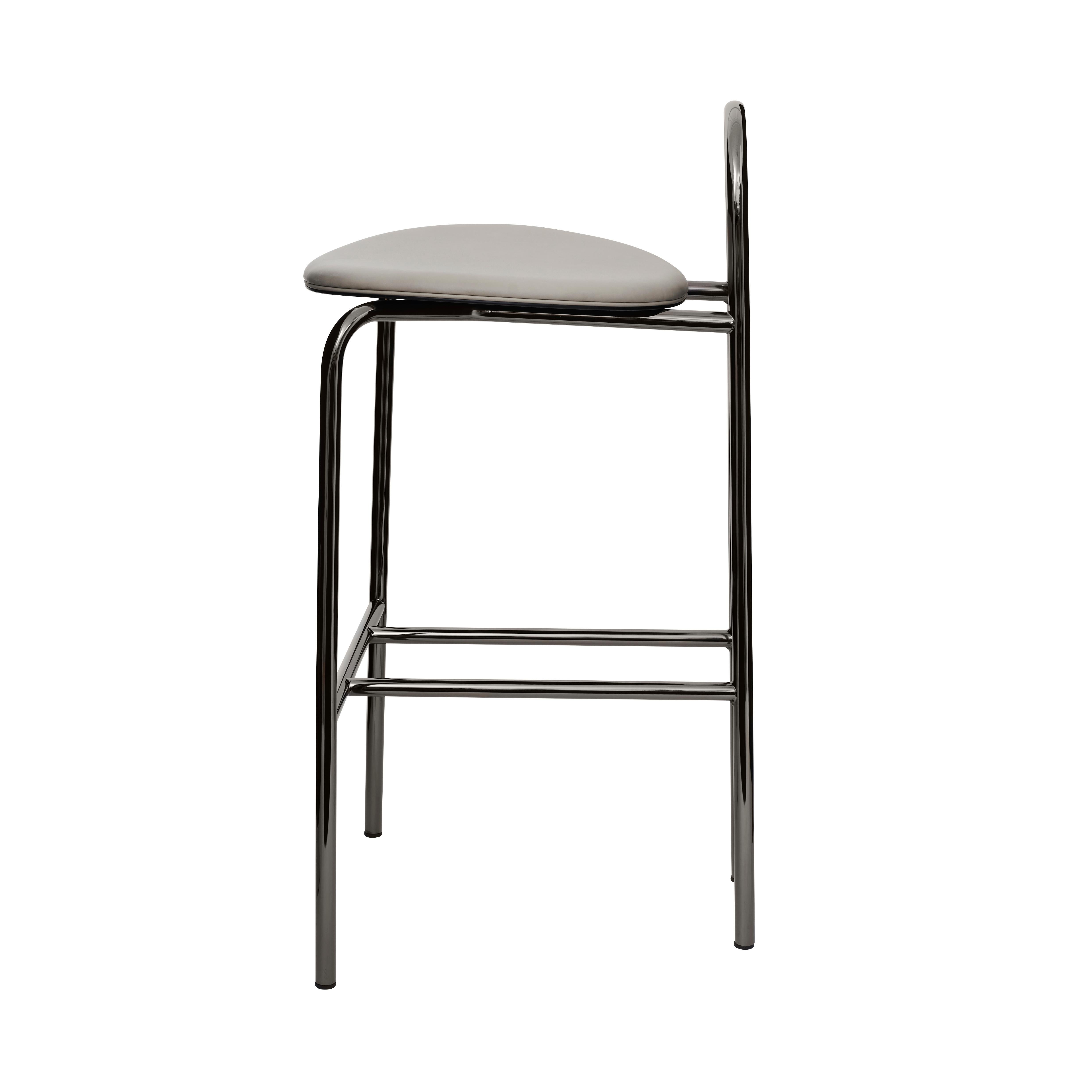 Minimalist SP01 Michelle High Bar Stool in Black Chrome, Made in Italy For Sale