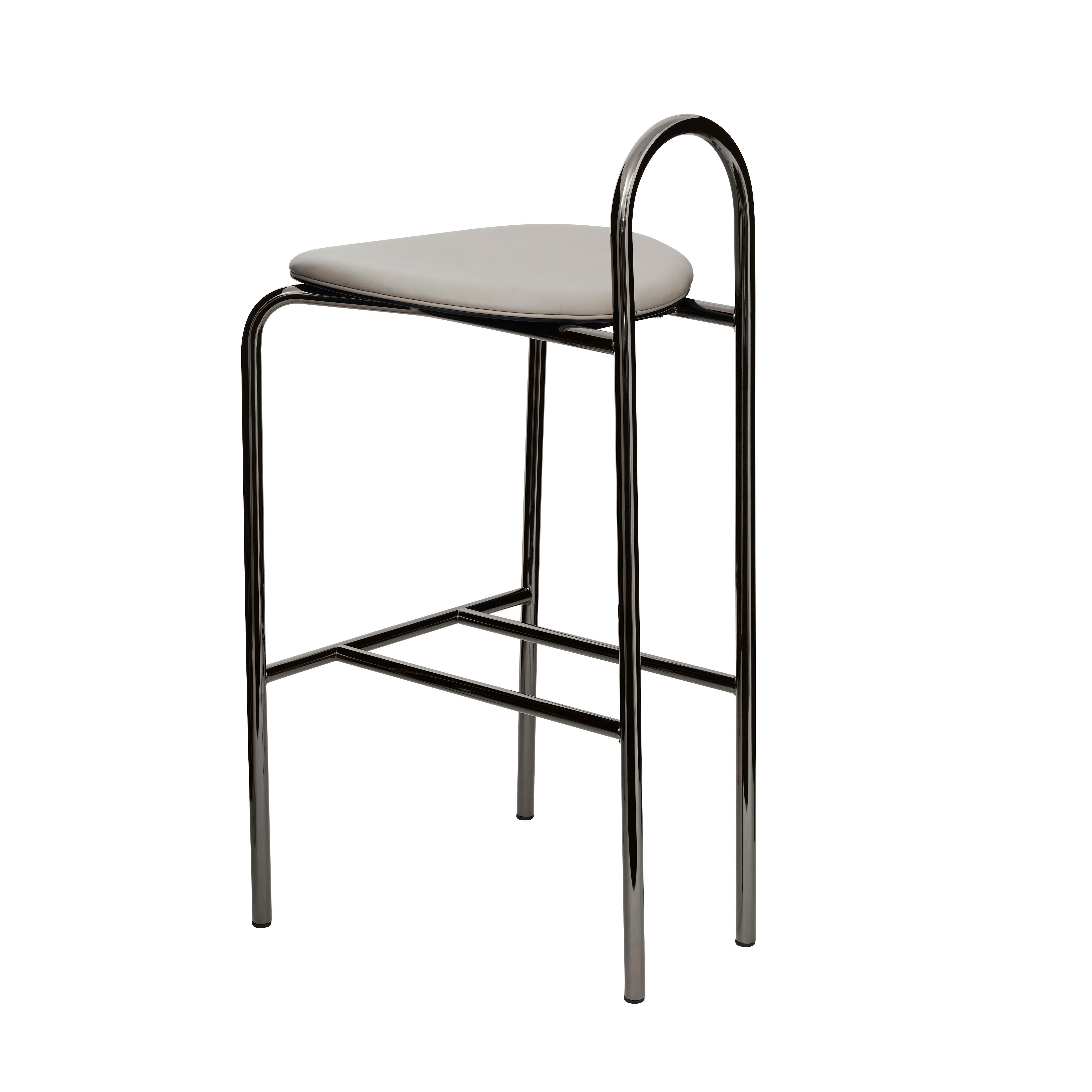Italian SP01 Michelle High Bar Stool in Black Chrome, Made in Italy For Sale