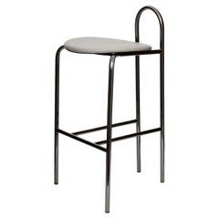 SP01 Michelle High Bar Stool in Black Chrome, Made in Italy