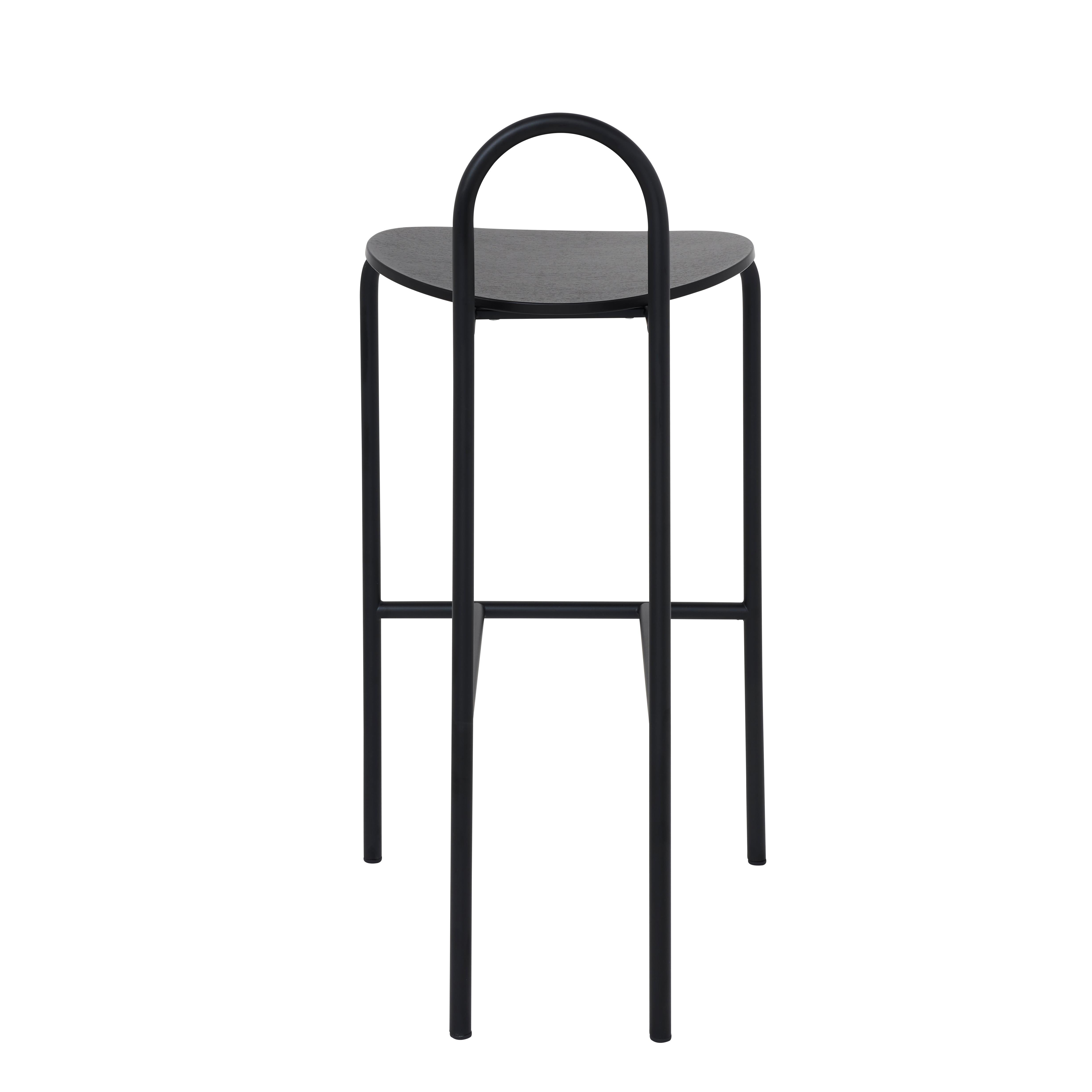 Minimalist SP01 Michelle High Bar Stool in Carbon Stained Ash, Made in Italy For Sale