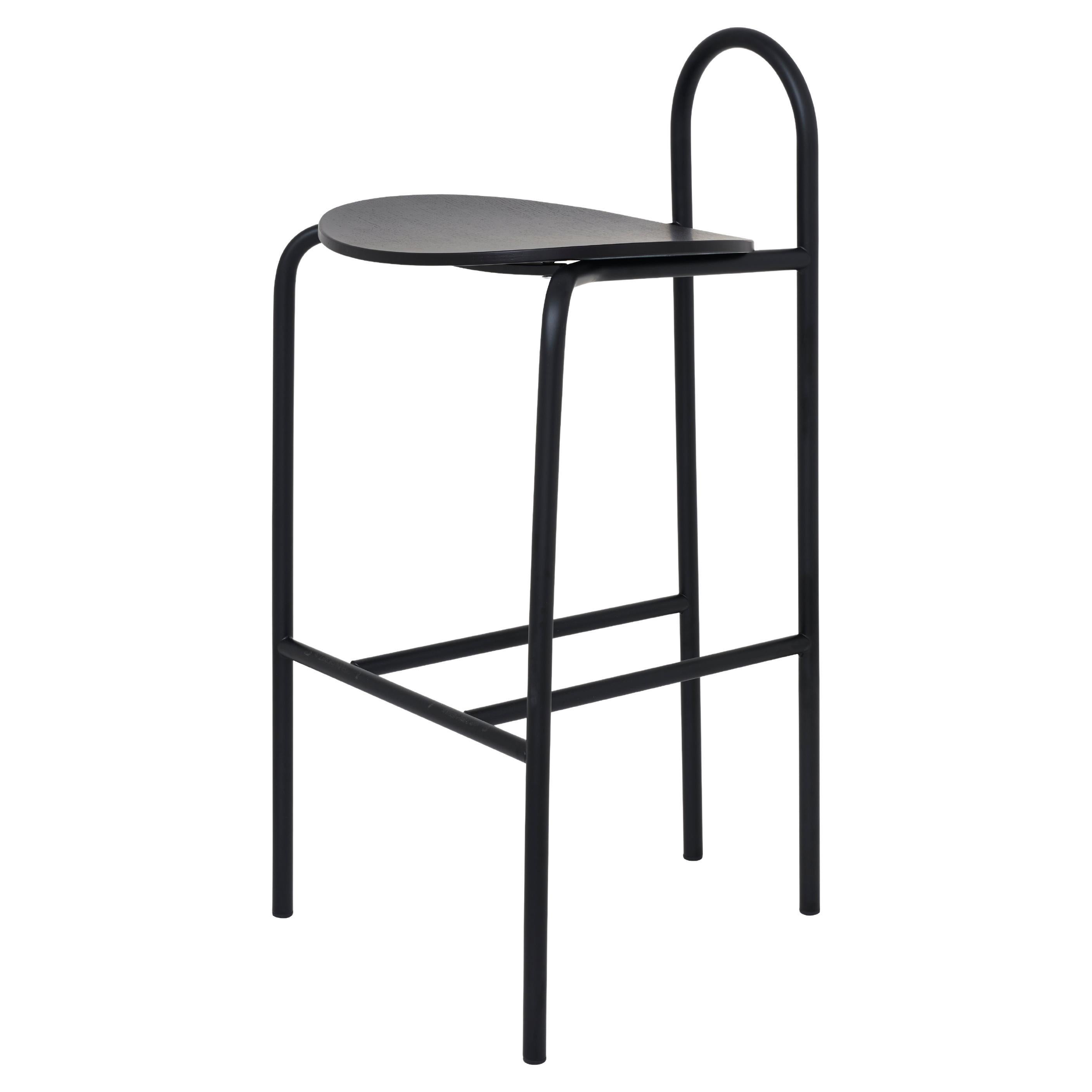 SP01 Michelle High Bar Stool in Carbon Stained Ash, Made in Italy