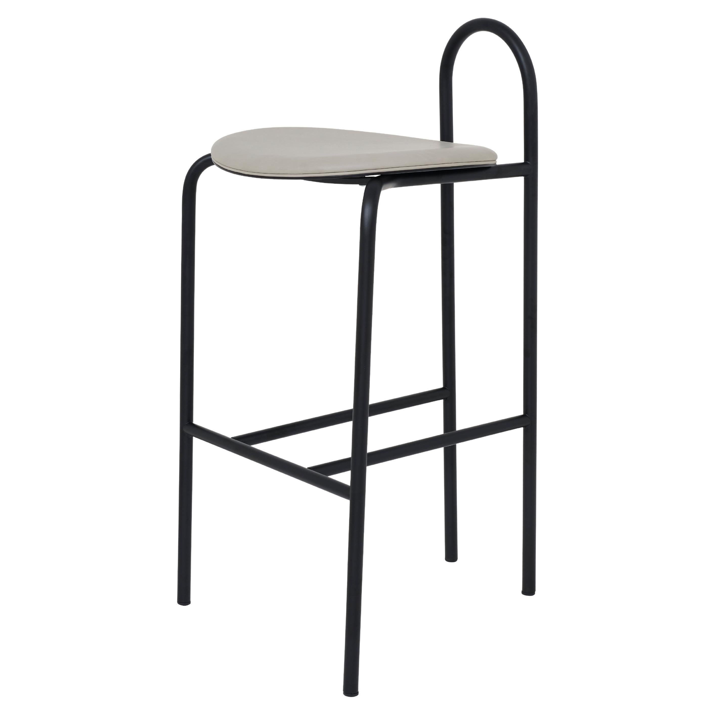 SP01 Michelle High Bar Stool in Edinburgh Mist Leather, Made in Italy