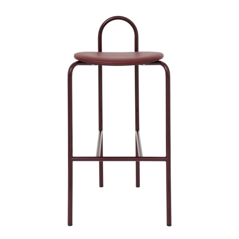 SP01 Michelle High Bar Stool in Edinburgh Oxblood Leather, Made in Italy For Sale at 1stDibs