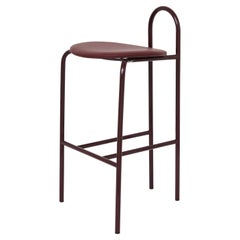 SP01 Michelle High Bar Stool in Edinburgh Oxblood Leather, Made in Italy