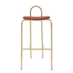SP01 Michelle High Bar Stool in Gold Chrome, Made in Italy