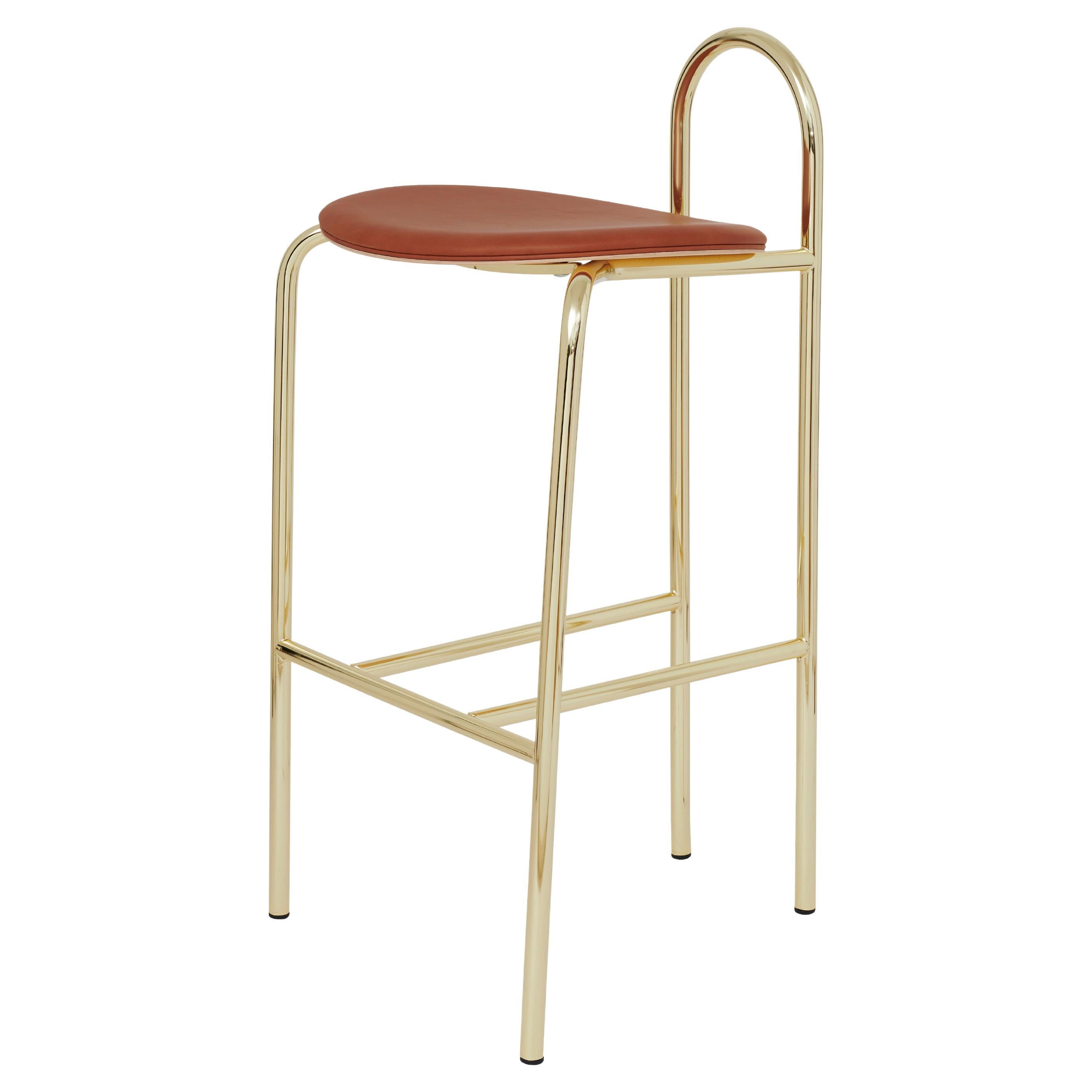 SP01 Michelle High Bar Stool in Gold Chrome, Made in Italy