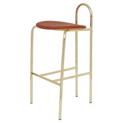 SP01 Michelle High Bar Stool in Gold Chrome, Made in Italy