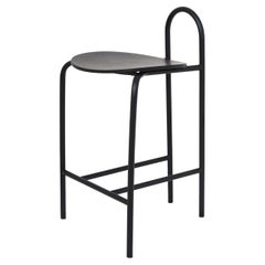 SP01 Michelle Low Bar Stool in Carbon Stained Ash, Made in Italy