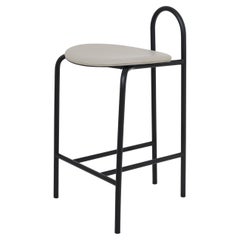 SP01 Michelle Low Bar Stool in Edinburgh Mist Leather, Made in Italy