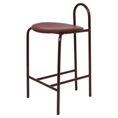 SP01 Michelle Low Bar Stool in Edinburgh Oxblood Leather, Made in Italy